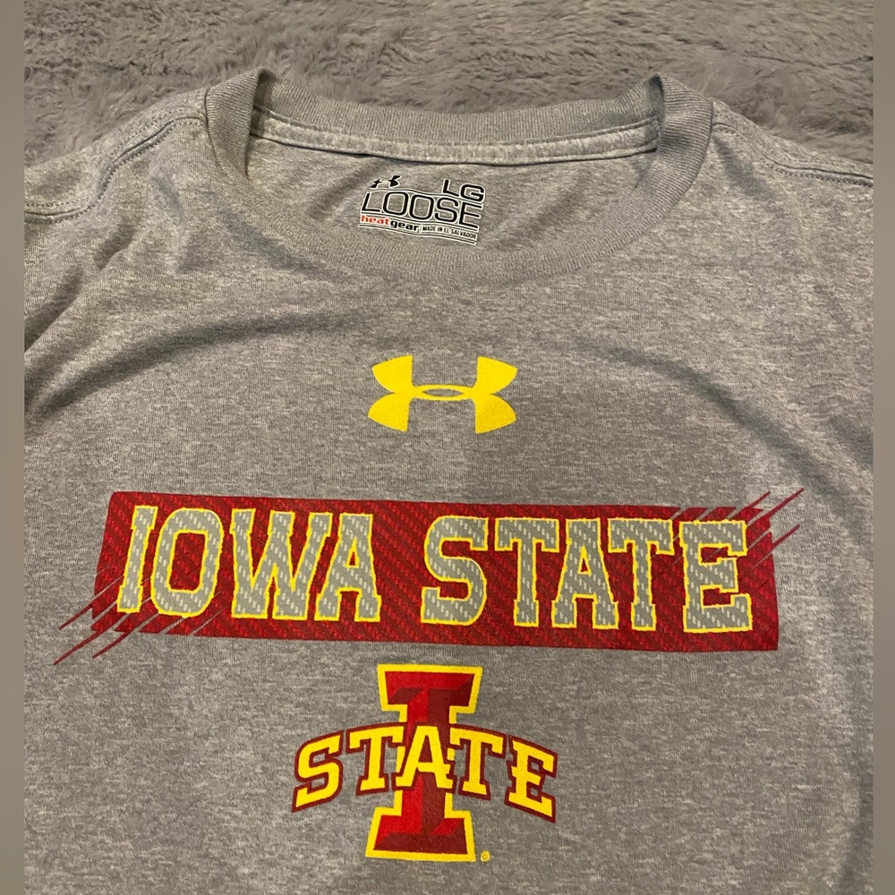 Iowa State Cyclones UA Long Sleeve Tee Gray Loose Heat Gear Fit Men Size Large